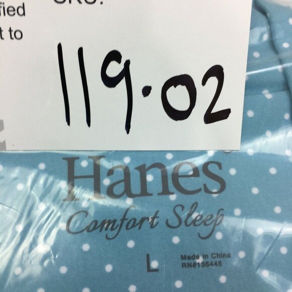 Muk Luks (Hanes) Notch Collar Sleepshirt Nightgown Polka Dot Pattern, Blue, L - Picture 5 of 5